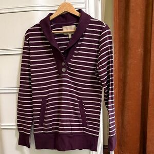 Banana Republic Burgundy and White Striped Sweatshirt